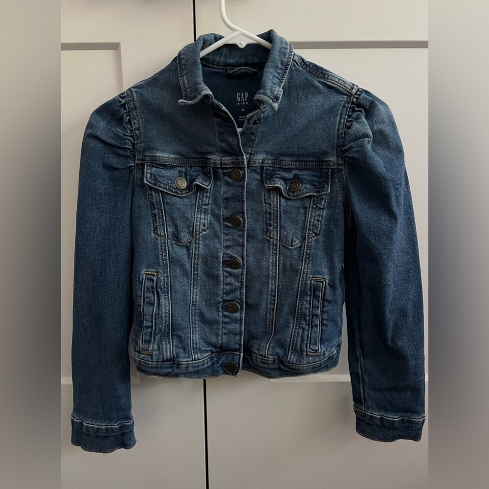 GAP Kids Puff Sleeve Denim Jean Jacket - Size XL